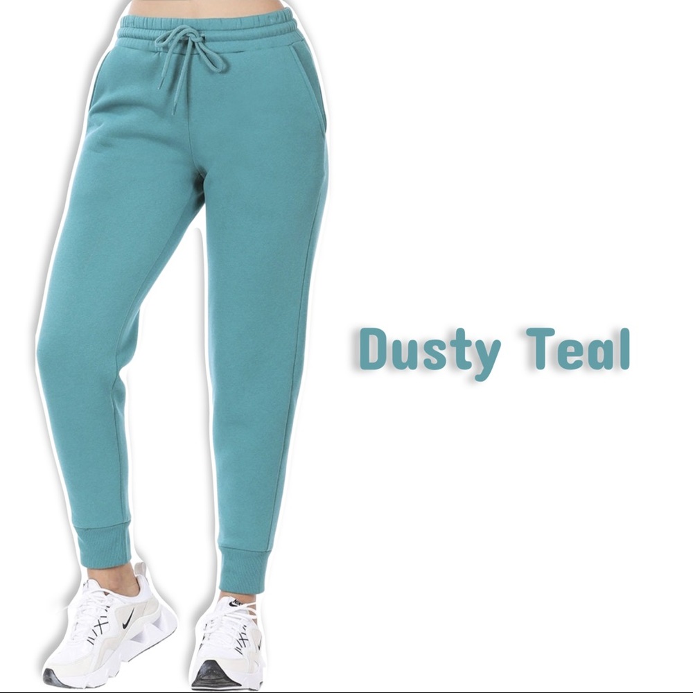 Dusty Teal Drawstring Sweatpant Essential Joggers